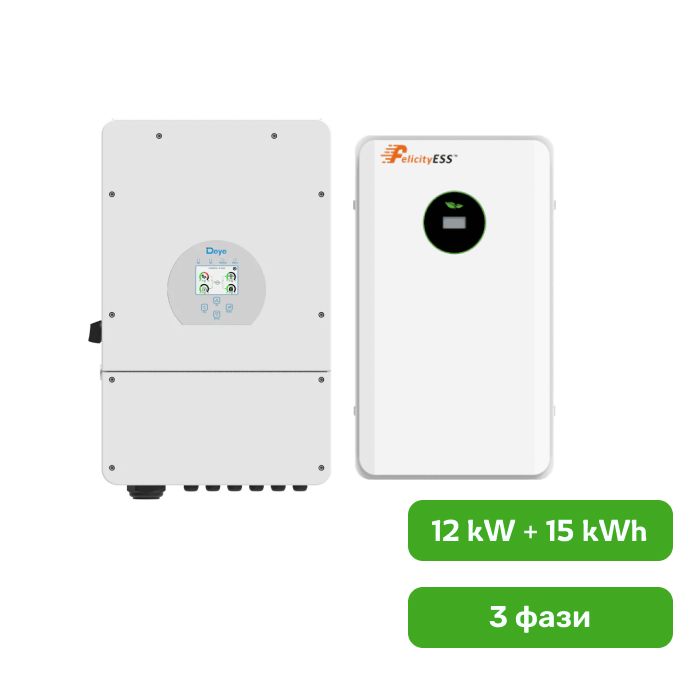Резервне живлення 12 кВт інвертор Deye SUN та акумулятор Felicity 15 кВт